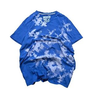 American Eagle Outfitters Mens Blue Eagle Graphic V-Neck T-Shirt‎ Vintage Fit L